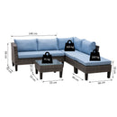 Outsunny 4 PCs Rattan Wicker Set 2 Cushioned Double Sofa Footstool Coffee Table