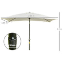 Outsunny 3x2m Patio Parasol Canopy Tilt Crank 6 Ribs Sun Shade Garden White