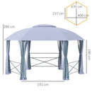 Outsunny 4 x 4.7(m) Gazebo Canopy, Hexagon Tent w/ Netting Steel Frame Grey