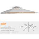 Outsunny 3(m) 2 Tier Garden Gazebo Top Cover Replacement Canopy Roof Deep Beige
