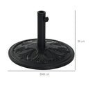 Outsunny 13KG Round Parasol Base Heavy Duty Cement Stand Umbrella Holder Garden