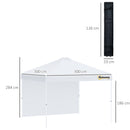 Outsunny 3x3(M) Pop Up Gazebo Canopy Tent w/ 1 Sidewall Carrying Bag White