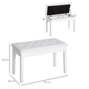 HOMCOM Classic Piano Bench Padded Seat Makeup Stool Solid Wood Wooden White