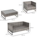 Outsunny 4 PCs PE Rattan Wicker Outdoor Dining Set Sofa Chairs Table Cushions
