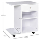 Vinsetto Desk Side Printer Stand - Table with Wheels, Rolling Printer Cart, White