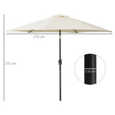 Outsunny Patio Umbrella Parasol Sun Shade Garden Aluminium Cream White 2.7M
