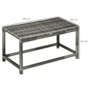 Outsunny Outdoor Coffee Table, PE Rattan Side Table w/ Plastic Board, Grey