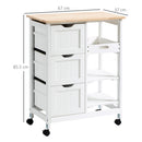 HOMCOM Rolling Kitchen Island Cart, Bar Serving Cart, Compact Trolley White