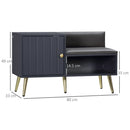 HOMCOM Upholstered Entryway Shoe Bench with Storage Cabinet Open Shelf Grey