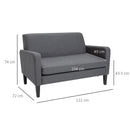 HOMCOM Linen Modern-Curved 2-Seat Sofa Loveseat w/ Thick Cushion Wood Legs Grey
