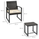 Outsunny Patio PP Rattan Style Garden Bistro Set, Armchairs & Tea Table Set