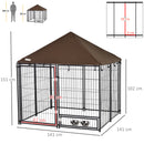 PawHut Outdoor Dog House Kennel with Canopy Top & Lock Rotating Bowl Holder