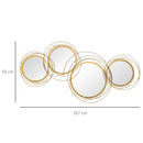 HOMCOM Metal Wall Art Decorative Mirror Decor Modern Wall Sculpture, Gold