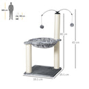 PawHut 83cm Cat Tree Tower w/ Sisal Scratching Post Hammock Toy Ball - Grey