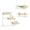 PawHut 3PCs Wall Mounted Cat Tree Cat Shelves Climbing Shelf Set Scratching Post