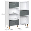 HOMCOM 7 Cube Storage Cabinet Shelving Unit with 3 Fabric Drawers White