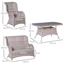 Outsunny 4 PCs Outdoor Rattan Sofa Set, Patio Garden Wicker Sectional Sofa Set
