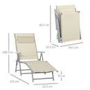 Outsunny Sling Patio Reclining Chaise Lounge Garden Furniture Folding, Beige