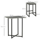 HOMCOM Concrete Effect Square Bar Table Set with Stools for 4 People Grey