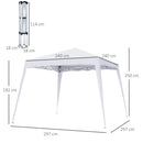 Outsunny Garden Pop up Gazebo Tent Party Water-resistant 2.5 x 2.5M White
