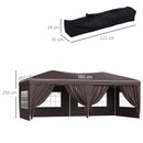 Outsunny 3m x 6m Pop Up Gazebo Party Tent Canopy Marquee with Storage Bag Coffee