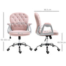 Vinsetto Office Chair Velour Diamond Tufted Padded Ergonomic 360° Swivel Pink