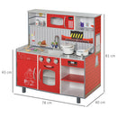 HOMCOM Multifunction Kids Kitchen Set Doll House Pretend Cooking Set Red