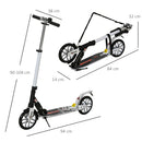 HOMCOM Folding Kick Scooter Hight-Adjustable w/ Rear Brake & Double Shock White