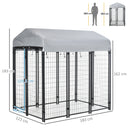 PawHut Outdoor Dog Kennel, Metal Dog Run with Canopy, 120 x 120 x 138cm