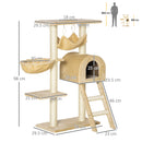 PawHut Cat Tree for Indoor Cats Scratching Post w/ Hammock House Bed Basket