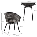 Outsunny 3 PCS Patio Resin Wicker Hand Woven Bistro Set 2 Chairs 1 Coffee Table