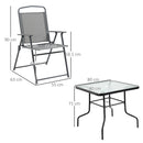 Outsunny 5 Piece Garden Dining Furniture Set w/ 4 Folding Chairs & Parasol Hole