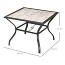 Outsunny Garden Table with Parasol Hole w/ PC Board Tabletop for 4 Persons