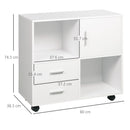 Vinsetto Printer Stand Mobile Office Storage Cabinet W/ Shelves Drawers, White