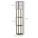 HOMCOM Floor Lamp Reading Lamp with 3-Tier Storage Shelf for Home Office Brown