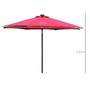 Outsunny 2.7m Garden Parasol Summer Shelter w/ LED Solar Light Crank Tilt Red