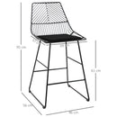 HOMCOM Modern Counter Height Bar Stools Set of 2 pcs Wire Metal Barstools