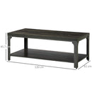 HOMCOM Rustic Coffee Table, 2-Tier Centre Table W/ Storage and Steel Frame