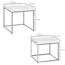 HOMCOM Coffee Table Set of 2 High Gloss Nest of Tables with Steel Frame, White