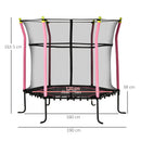 HOMCOM 5.2FT Kids Trampoline w/enclosure Indoor Outdoor for 3-10 Years - Pink