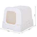 Pawhut Large Litter Box Self Cat Toilet Fully Enclosed Kitten Pan w/Scoop White