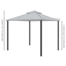 Outsunny 3x3(m) Outdoor Patio Gazebo Steel Canopy Tent Pavilion 2-Tier Roof Top