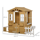 Outsunny Wooden Outdoor Playhouse w/ Door Windows Bench for Kids Children