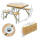 Outsunny Wooden Portable Folding Camping Picnic Table BBQ Chairs Stools Set