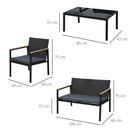Outsunny 4-Piece Cushioned Outdoor Rattan Wicker Chair and Loveseat Furniture