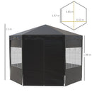 Outsunny 3.9m Outdoor Gazebo Canopy Party Tent with 6 Removable Side Walls
