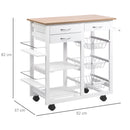 HOMCOM Kitchen Cart Trolley with Spice Racks, Baskets, Drawers for Dining Room