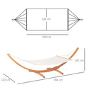 Outsunny Outdoor Garden Hammock Swing Hanging Bed w/Wooden Stand for Patio White