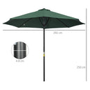 Outsunny Outdoor Market Table 3(m) Parasol Umbrella Sun Shade with 8 Ribs, Green