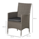 Outsunny 2PC Outdoor Rattan Armchair Wicker Dining Chair Set for Garden Grey